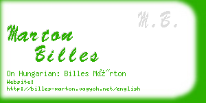 marton billes business card